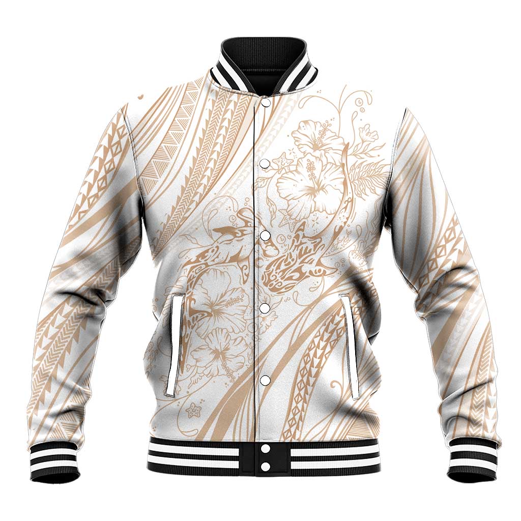 Sharks Couple Dreamy Polynesians Floral Sea Baseball Jacket Hazel - Polynesian Pride