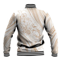 Sharks Couple Dreamy Polynesians Floral Sea Baseball Jacket Hazel - Polynesian Pride