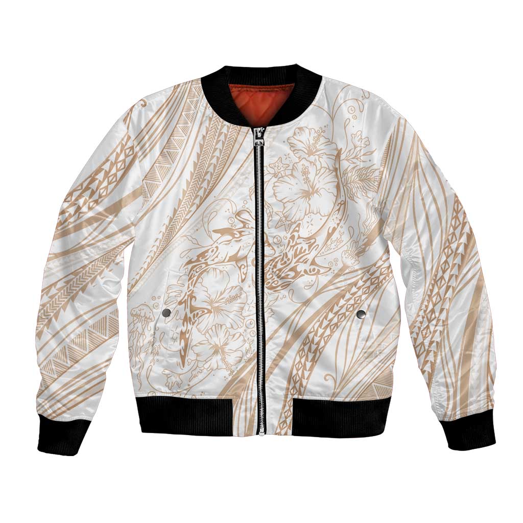 Sharks Couple Dreamy Polynesians Floral Sea Bomber Jacket Hazel LT7 Unisex Hazel - Polynesian Pride