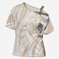 Sharks Couple Dreamy Polynesians Floral Sea Cross Shoulder Shirt Hazel LT7 Female Hazel - Polynesian Pride