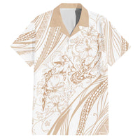 Sharks Couple Dreamy Polynesians Floral Sea Family Matching Off The Shoulder Long Sleeve Dress and Hawaiian Shirt Hazel - Polynesian Pride