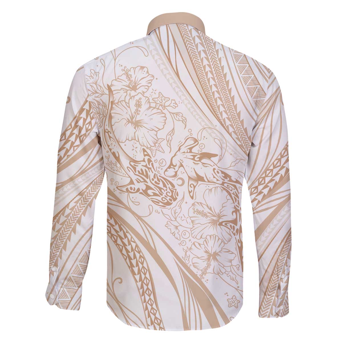 Sharks Couple Dreamy Polynesians Floral Sea Family Matching Off The Shoulder Long Sleeve Dress and Hawaiian Shirt Hazel - Polynesian Pride