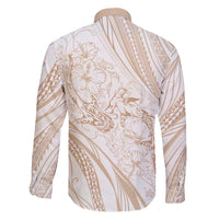 Sharks Couple Dreamy Polynesians Floral Sea Family Matching Off The Shoulder Long Sleeve Dress and Hawaiian Shirt Hazel - Polynesian Pride