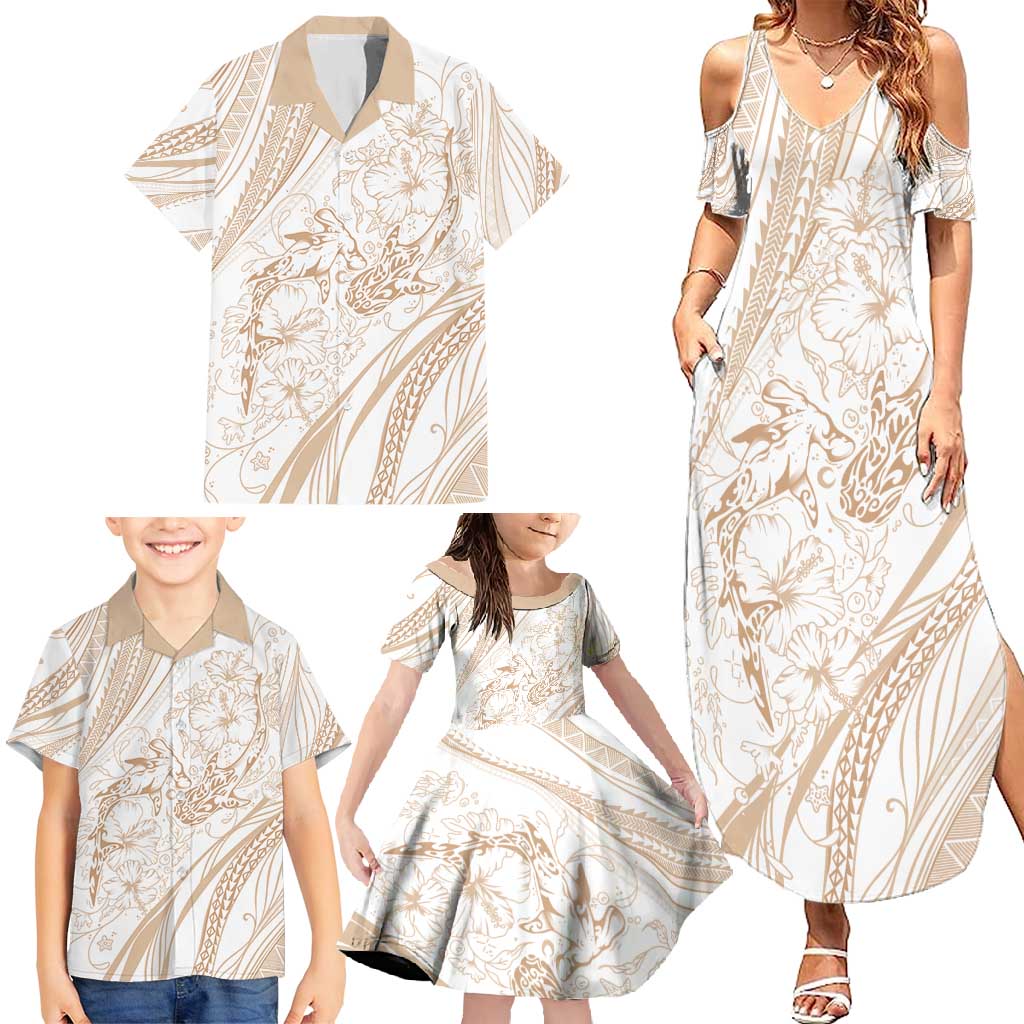 Sharks Couple Dreamy Polynesians Floral Sea Family Matching Summer Maxi Dress and Hawaiian Shirt Hazel - Polynesian Pride