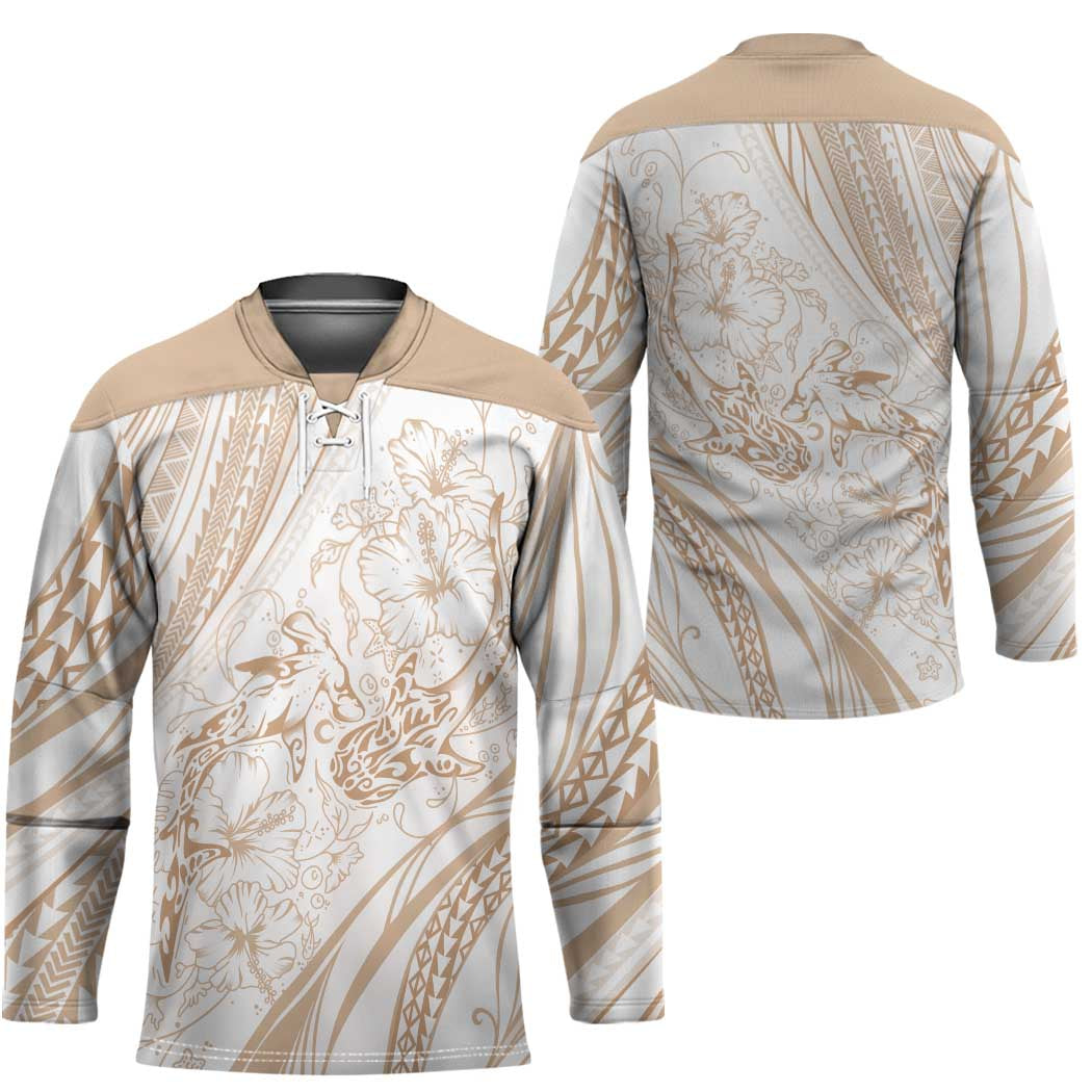 Sharks Couple Dreamy Polynesians Floral Sea Hockey Jersey Hazel LT7 - Polynesian Pride