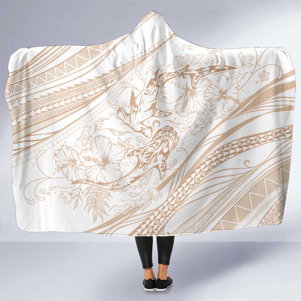 Sharks Couple Dreamy Polynesians Floral Sea Hooded Blanket Hazel LT7 One Size Hazel - Polynesian Pride