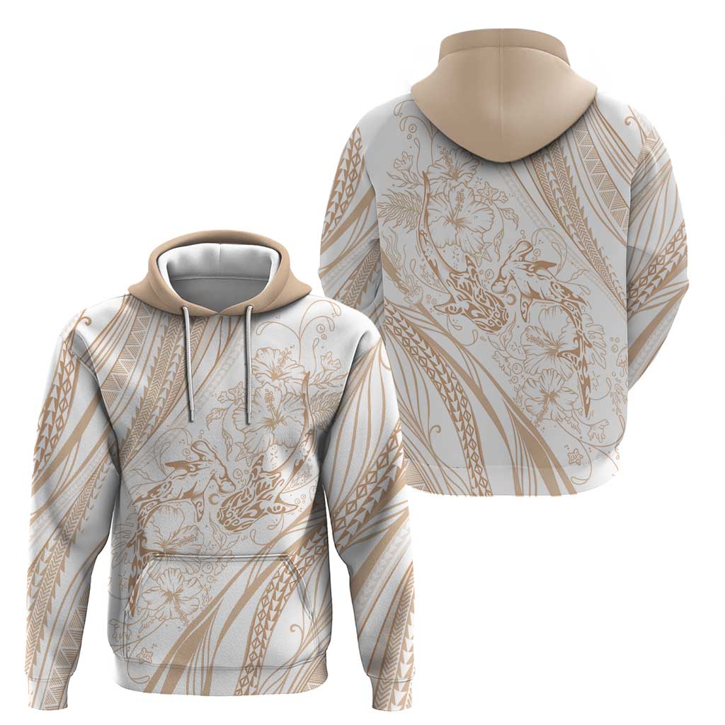 Sharks Couple Dreamy Polynesians Floral Sea Hoodie Hazel LT7 - Polynesian Pride