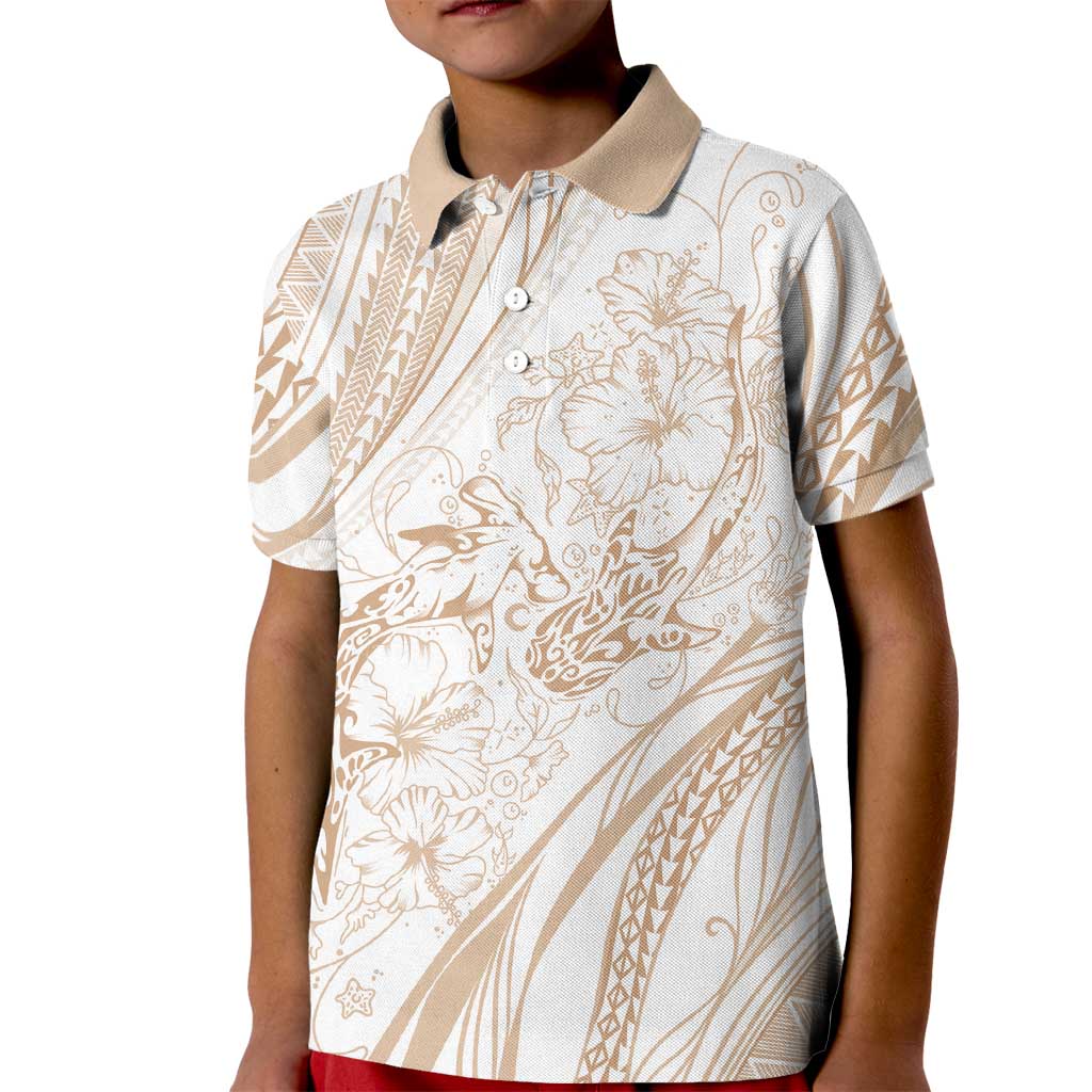 Sharks Couple Dreamy Polynesians Floral Sea Kid Polo Shirt Hazel LT7 Kid Hazel - Polynesian Pride