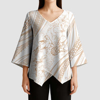 Sharks Couple Dreamy Polynesians Floral Sea Kimono Sleeve Blouse Hazel - Polynesian Pride