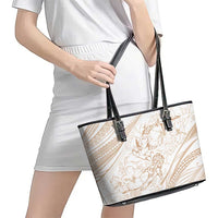 Sharks Couple Dreamy Polynesians Floral Sea Leather Tote Bag Hazel LT7 - Polynesian Pride