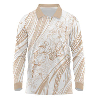 Sharks Couple Dreamy Polynesians Floral Sea Long Sleeve Polo Shirt Hazel LT7 Hazel - Polynesian Pride