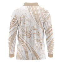 Sharks Couple Dreamy Polynesians Floral Sea Long Sleeve Polo Shirt Hazel LT7 - Polynesian Pride