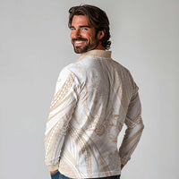 Sharks Couple Dreamy Polynesians Floral Sea Long Sleeve Polo Shirt Hazel LT7 - Polynesian Pride