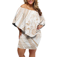 Sharks Couple Dreamy Polynesians Floral Sea Off Shoulder Short Dress Hazel - Polynesian Pride