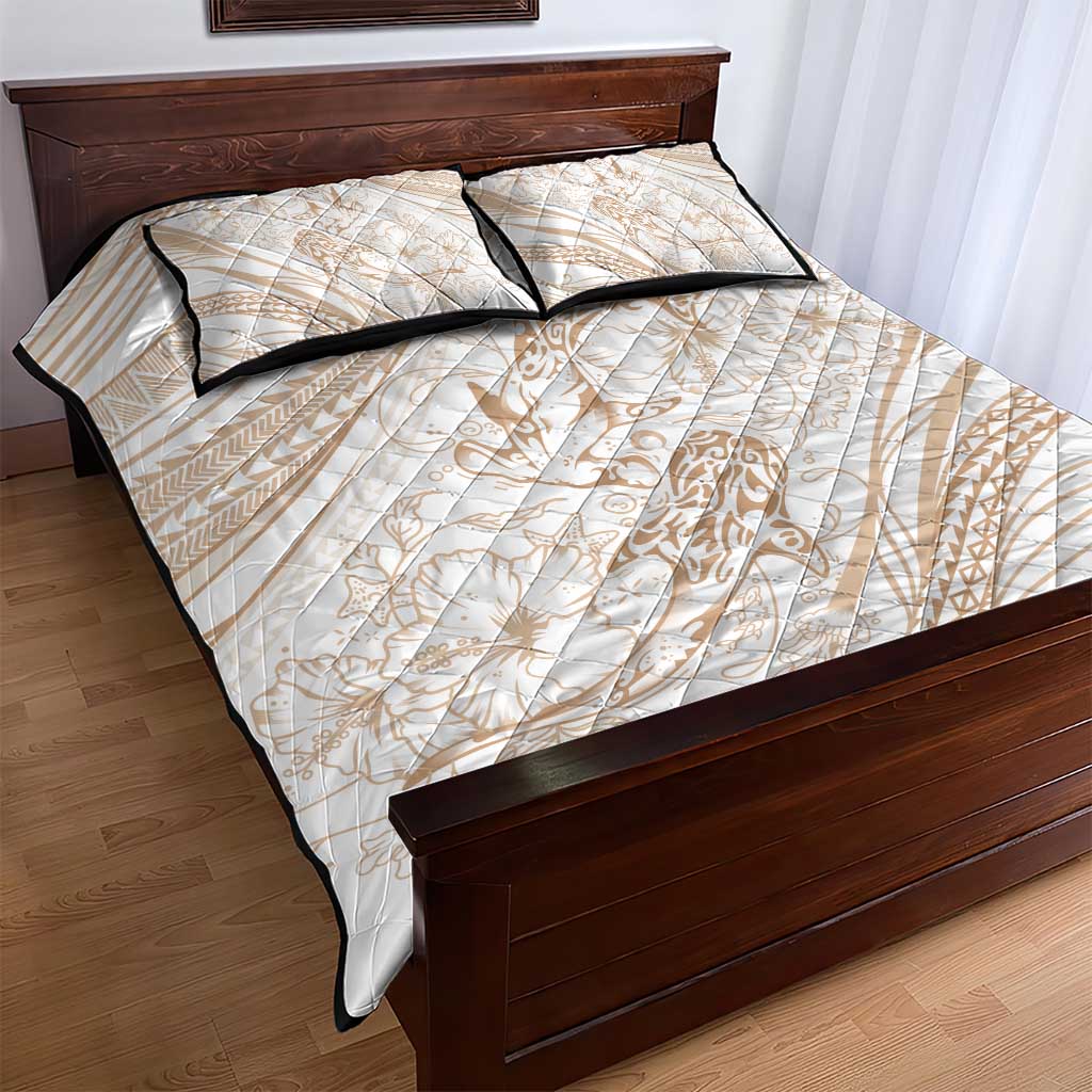 Sharks Couple Dreamy Polynesians Floral Sea Quilt Bed Set Hazel LT7 - Polynesian Pride