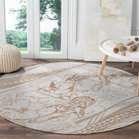 Sharks Couple Dreamy Polynesians Floral Sea Round Carpet Hazel LT7 - Polynesian Pride