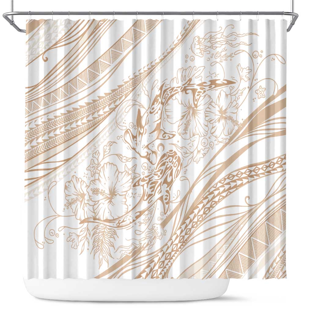 Sharks Couple Dreamy Polynesians Floral Sea Shower Curtain Hazel LT7 Hazel - Polynesian Pride