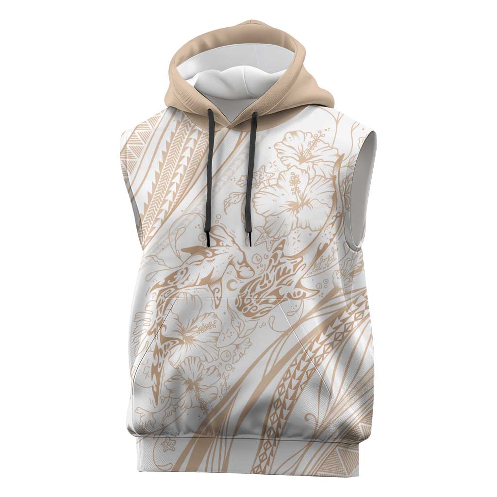 Sharks Couple Dreamy Polynesians Floral Sea Sleeveless Hoodie Hazel LT7 Hazel - Polynesian Pride