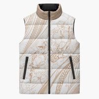 Sharks Couple Dreamy Polynesians Floral Sea Sleeveless Puffer Jacket Hazel LT7 Unisex Hazel - Polynesian Pride