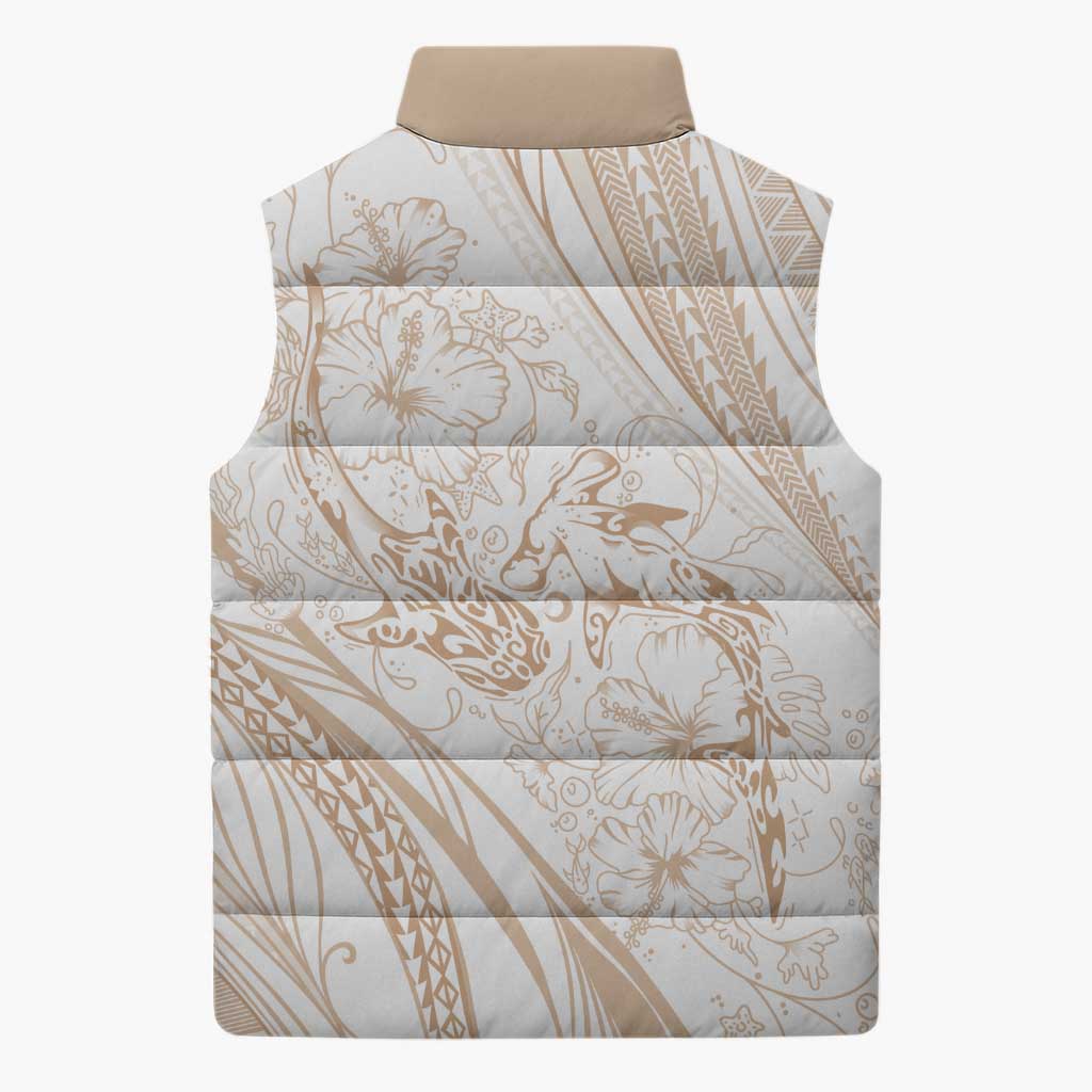 Sharks Couple Dreamy Polynesians Floral Sea Sleeveless Puffer Jacket Hazel LT7 - Polynesian Pride