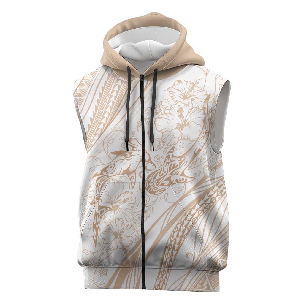 Sharks Couple Dreamy Polynesians Floral Sea Sleeveless Zip Hoodie Hazel LT7 Hazel - Polynesian Pride