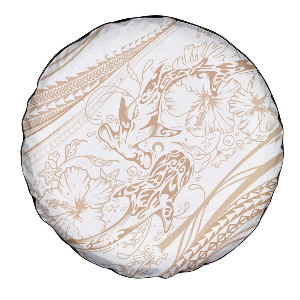 Sharks Couple Dreamy Polynesians Floral Sea Spare Tire Cover Hazel LT7 - Polynesian Pride