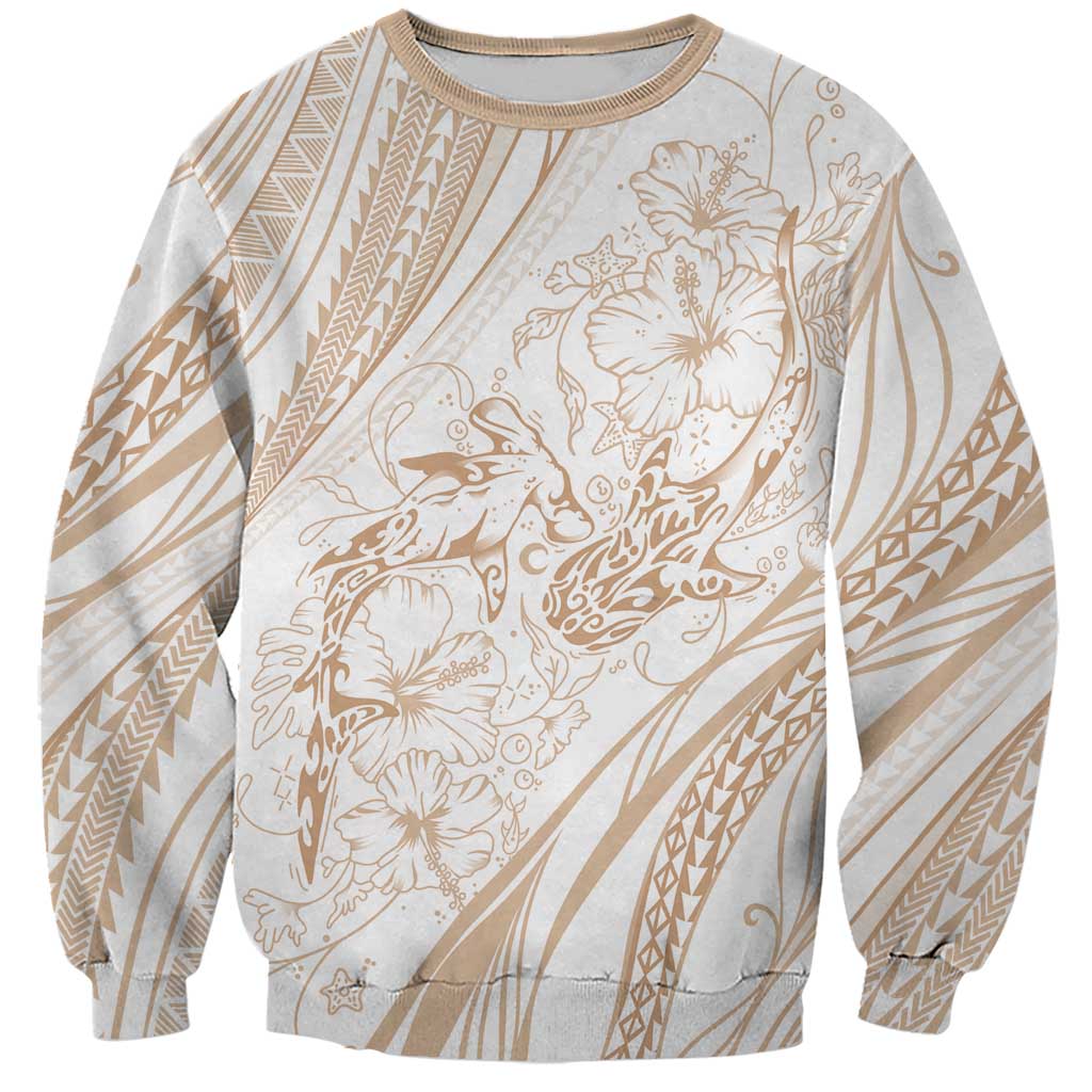 Sharks Couple Dreamy Polynesians Floral Sea Sweatshirt Hazel LT7 Unisex Hazel - Polynesian Pride