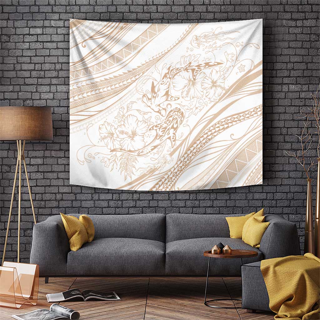 Sharks Couple Dreamy Polynesians Floral Sea Tapestry Hazel LT7 Hazel - Polynesian Pride