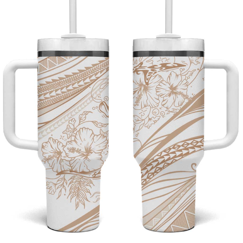 Sharks Couple Dreamy Polynesians Floral Sea Tumbler With Handle Hazel LT7 One Size: 40 oz Hazel - Polynesian Pride