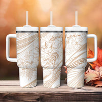 Sharks Couple Dreamy Polynesians Floral Sea Tumbler With Handle Hazel LT7 - Polynesian Pride