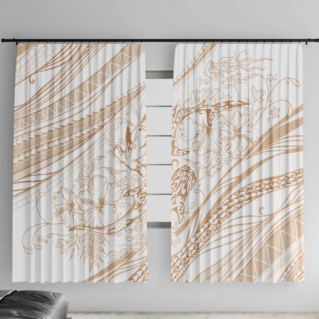 Sharks Couple Dreamy Polynesians Floral Sea Window Curtain Hazel LT7 With Hooks Hazel - Polynesian Pride