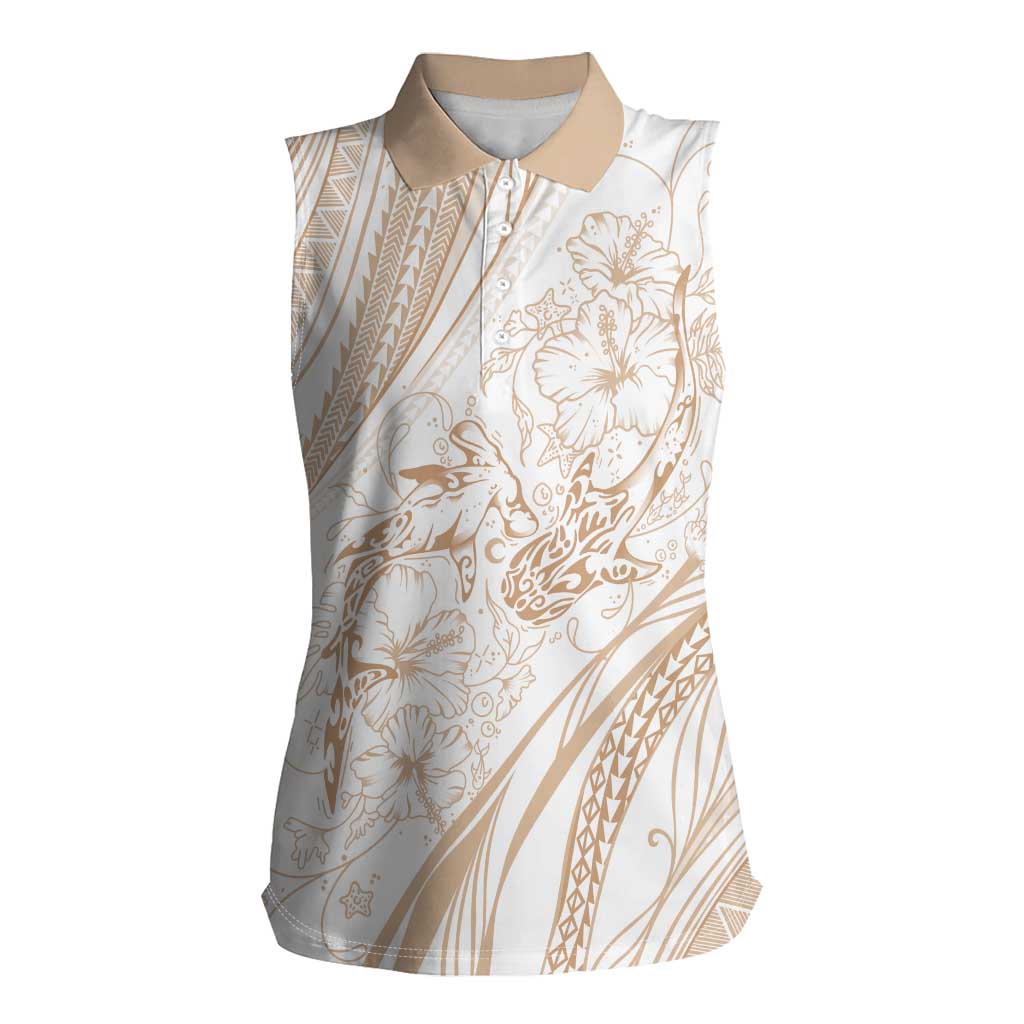 Sharks Couple Dreamy Polynesians Floral Sea Women Sleeveless Polo Shirt Hazel LT7 Female Hazel - Polynesian Pride
