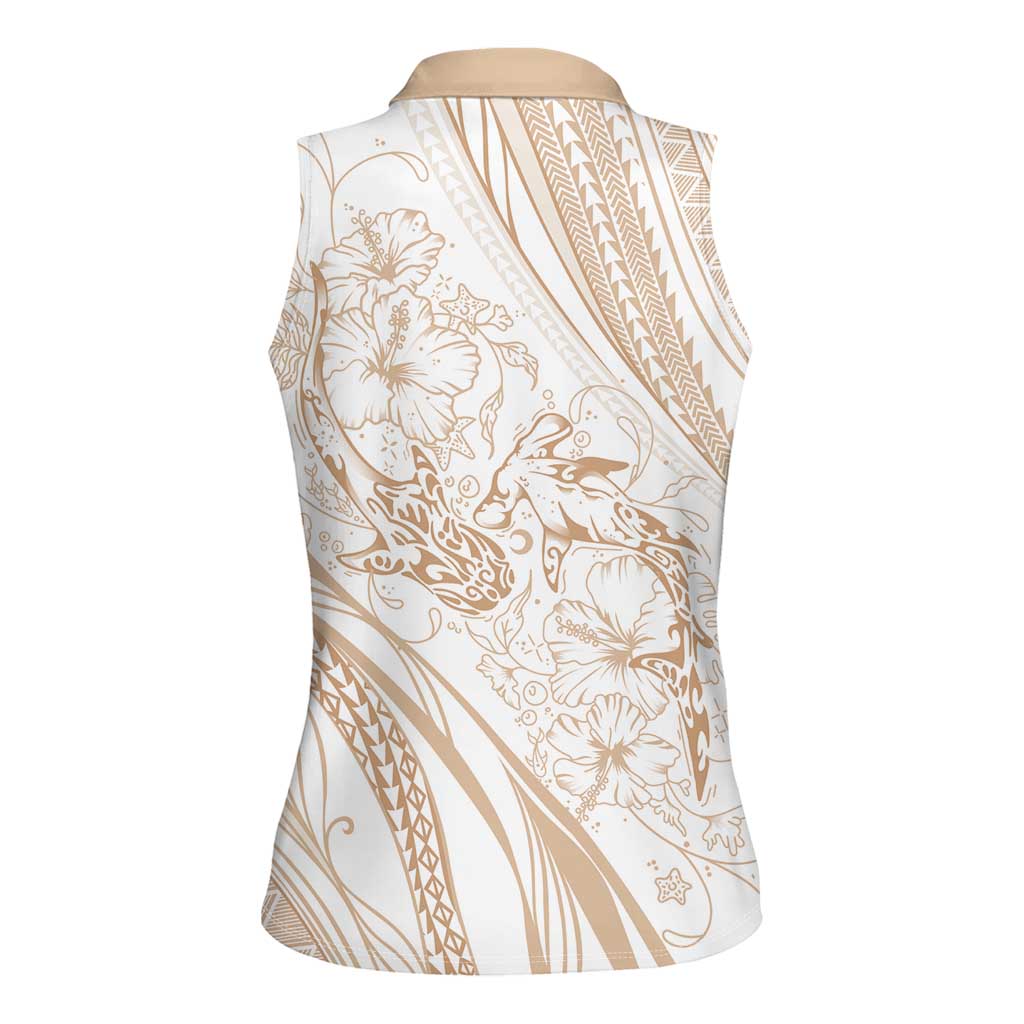 Sharks Couple Dreamy Polynesians Floral Sea Women Sleeveless Polo Shirt Hazel LT7 - Polynesian Pride