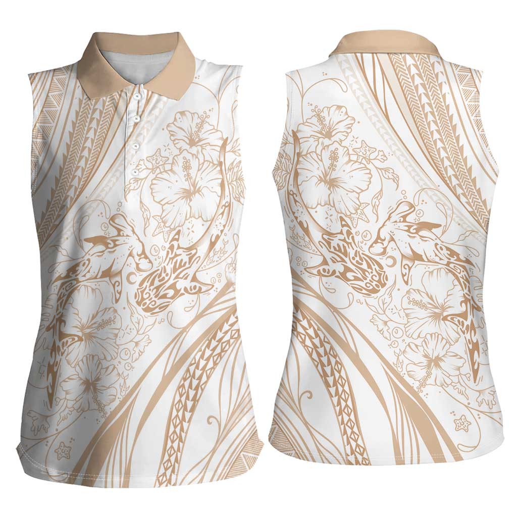 Sharks Couple Dreamy Polynesians Floral Sea Women Sleeveless Polo Shirt Hazel LT7 - Polynesian Pride