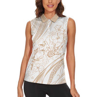 Sharks Couple Dreamy Polynesians Floral Sea Women Sleeveless Polo Shirt Hazel LT7 - Polynesian Pride