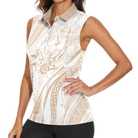 Sharks Couple Dreamy Polynesians Floral Sea Women Sleeveless Polo Shirt Hazel LT7 - Polynesian Pride