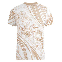 Sharks Couple Dreamy Polynesians Floral Sea Women V-Neck T-Shirt Hazel LT7 - Polynesian Pride
