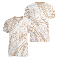 Sharks Couple Dreamy Polynesians Floral Sea Women V-Neck T-Shirt Hazel LT7 - Polynesian Pride