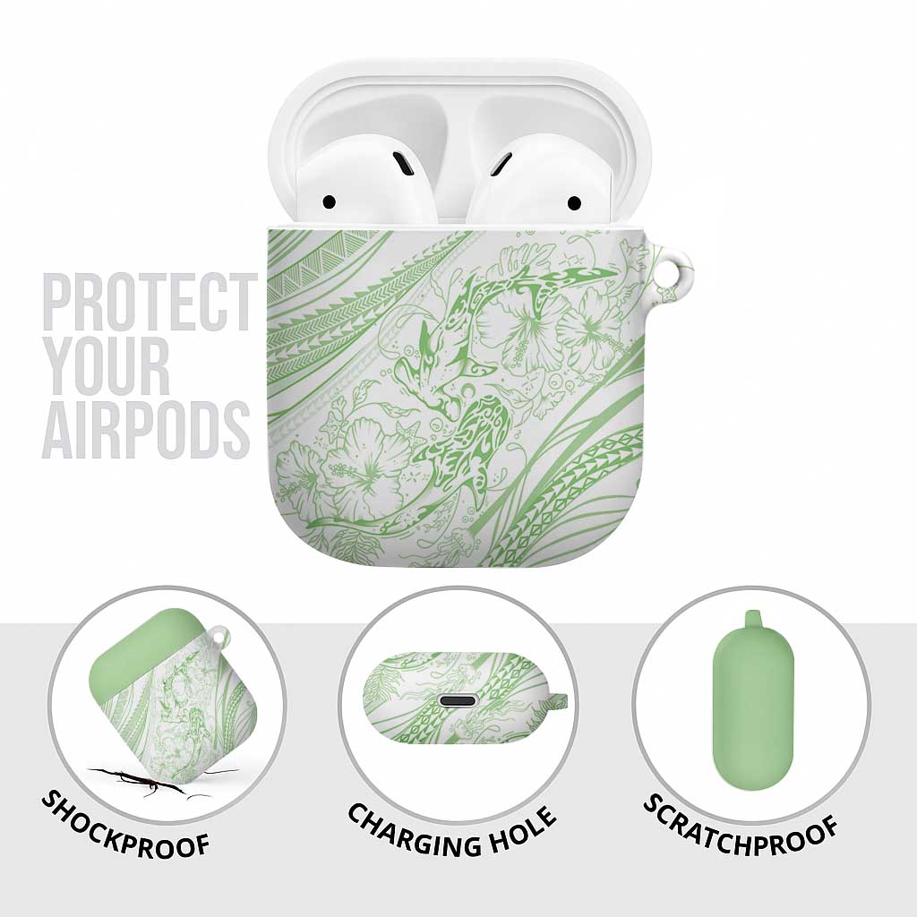 Sharks Couple Dreamy Polynesians Floral Sea AirPods Case Emerald LT7 - Polynesian Pride