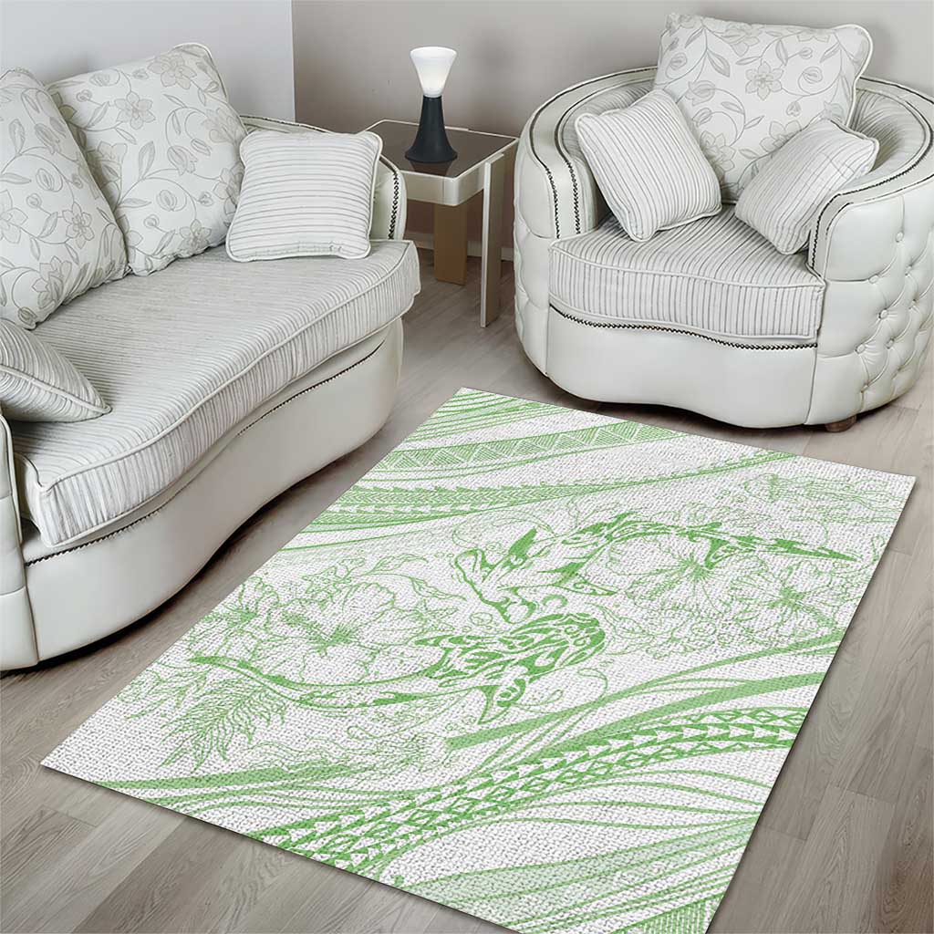 Sharks Couple Dreamy Polynesians Floral Sea Area Rug Emerald LT7 - Polynesian Pride