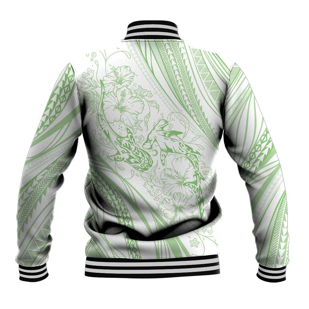 Sharks Couple Dreamy Polynesians Floral Sea Baseball Jacket Emerald - Polynesian Pride