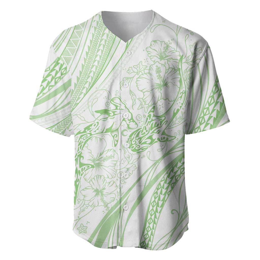 Sharks Couple Dreamy Polynesians Floral Sea Baseball Jersey Emerald LT7 Emerald - Polynesian Pride