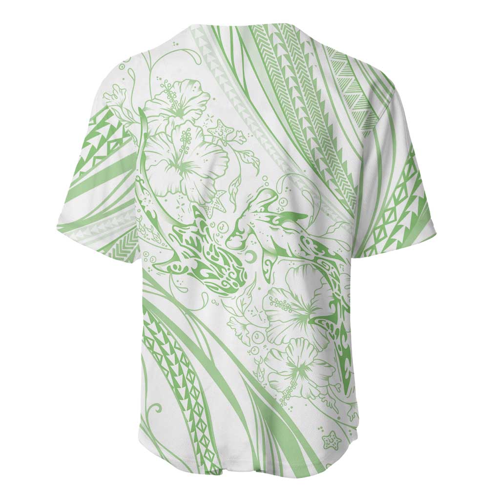 Sharks Couple Dreamy Polynesians Floral Sea Baseball Jersey Emerald LT7 - Polynesian Pride