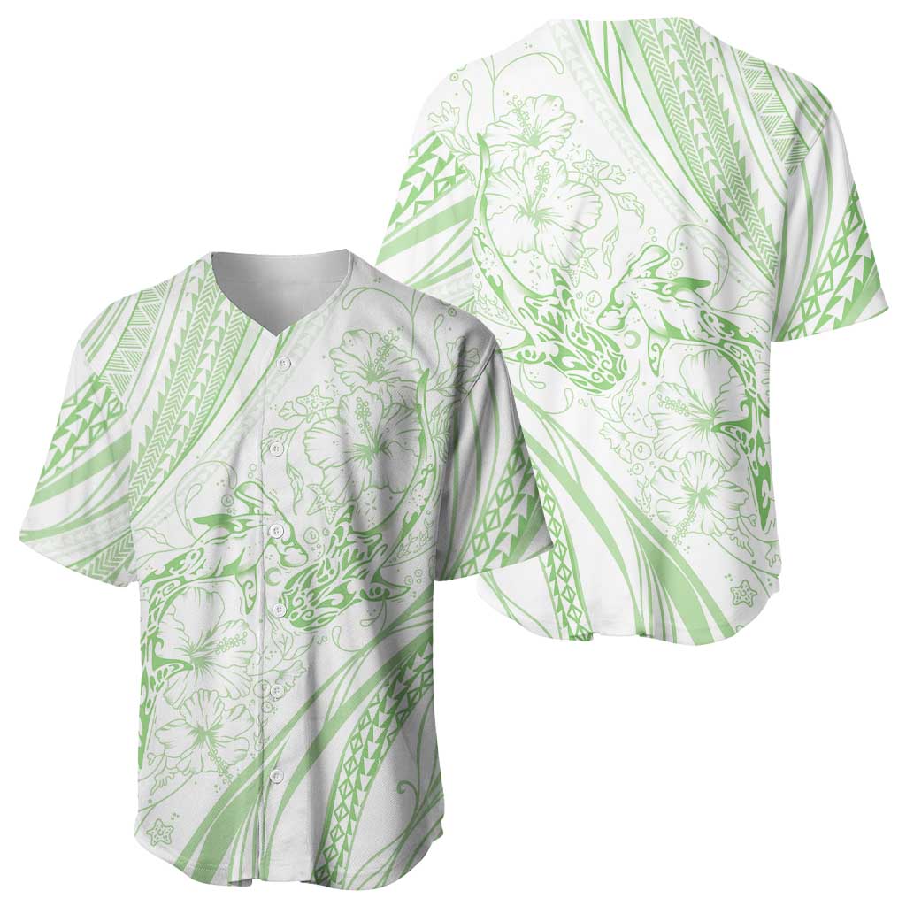 Sharks Couple Dreamy Polynesians Floral Sea Baseball Jersey Emerald LT7 - Polynesian Pride