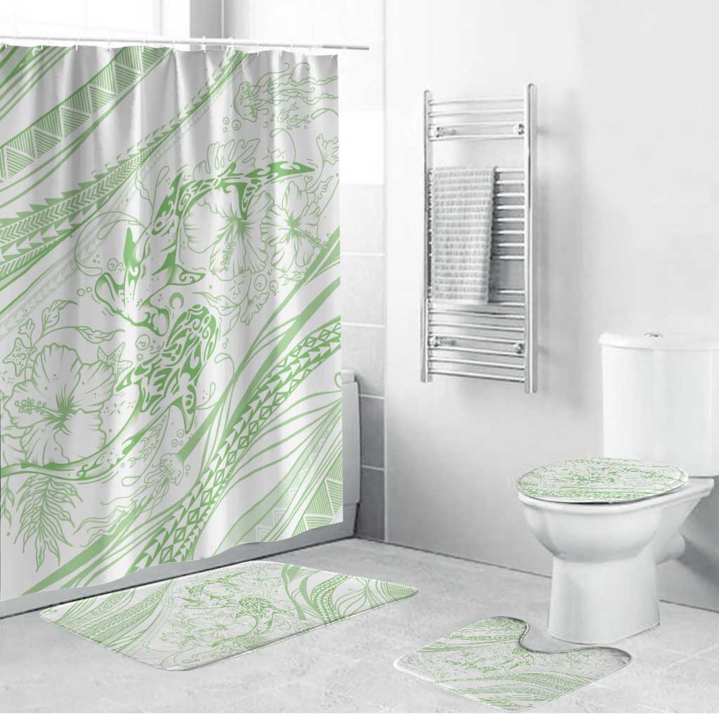 Sharks Couple Dreamy Polynesians Floral Sea Bathroom Set Emerald - Polynesian Pride