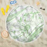 Sharks Couple Dreamy Polynesians Floral Sea Beach Blanket Emerald - Polynesian Pride