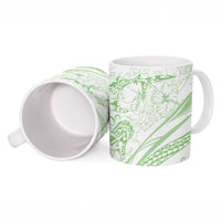 Sharks Couple Dreamy Polynesians Floral Sea Ceramic Mug Emerald LT7 - Polynesian Pride