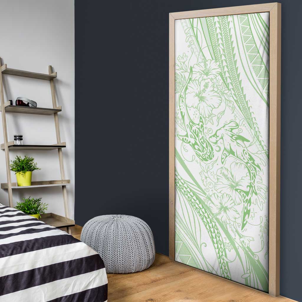 Sharks Couple Dreamy Polynesians Floral Sea Door Cover Emerald LT7 - Polynesian Pride
