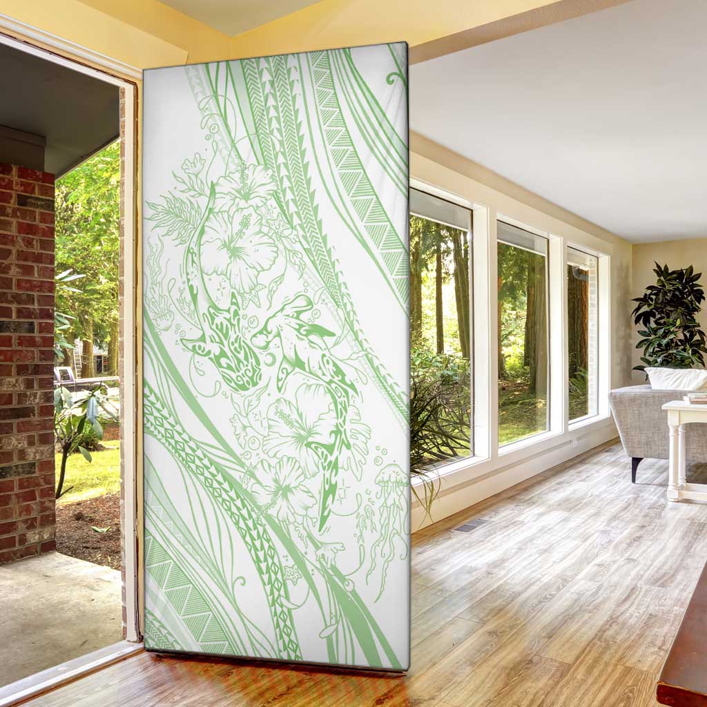 Sharks Couple Dreamy Polynesians Floral Sea Door Cover Emerald LT7 - Polynesian Pride
