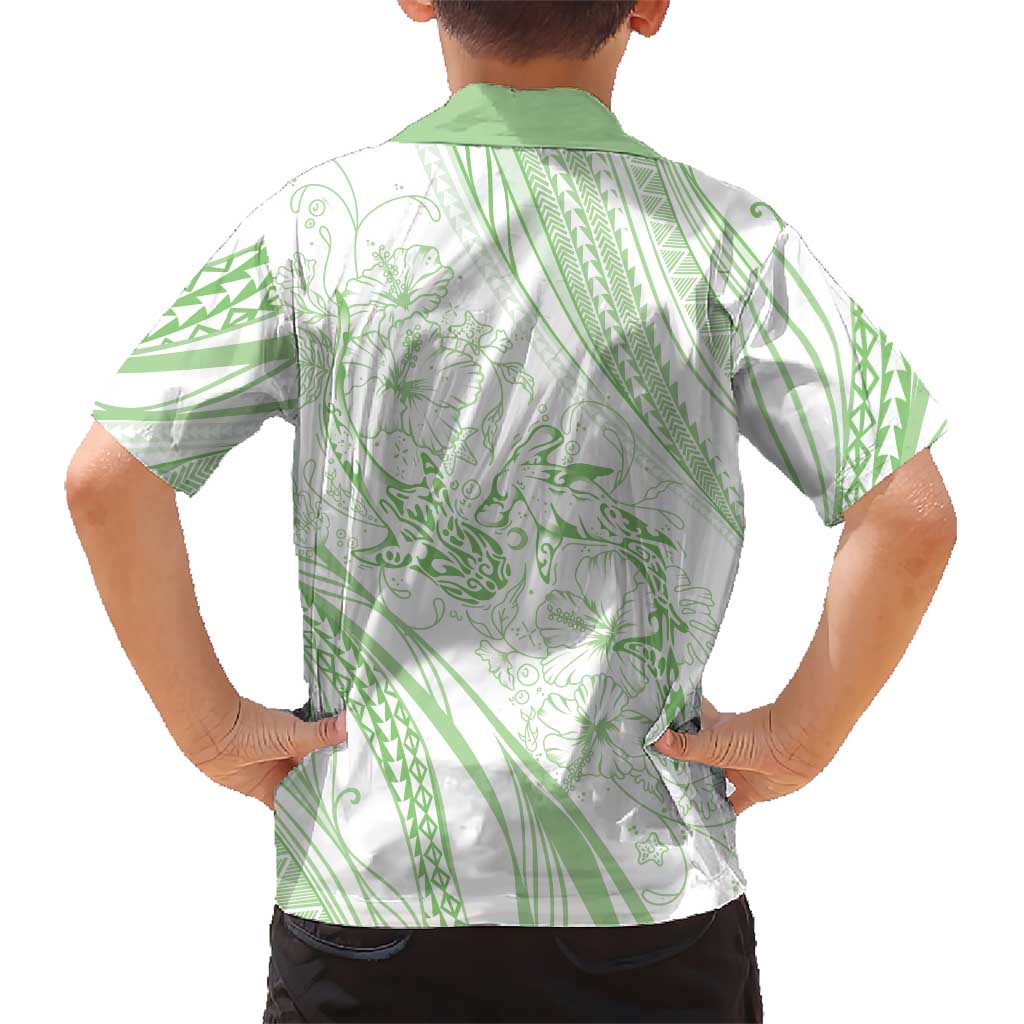 Sharks Couple Dreamy Polynesians Floral Sea Family Matching Puletasi and Hawaiian Shirt Emerald - Polynesian Pride